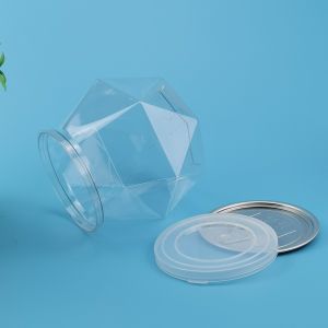 Clear PET Diamond 30g 650ml Plastic Cookie Jar Containers