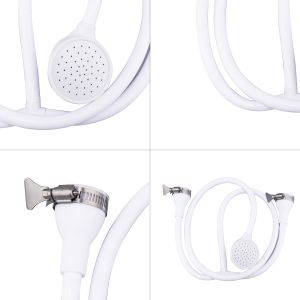 White Shampoo Shower Hose , 20cm 1m Pets Rubber Shower Hose