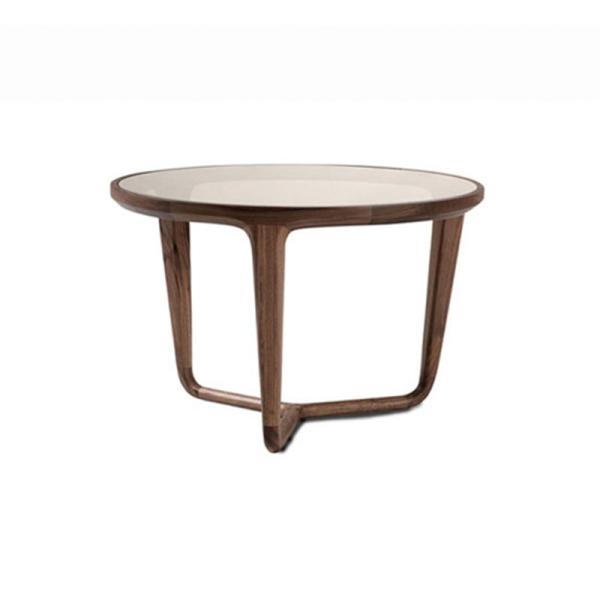 Buy Black Contemporary Small Round Wood Coffee Table Tempered Glass Top at wholesale prices