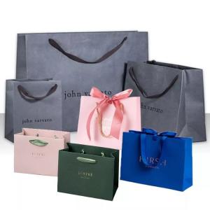 China Custom Printed Paper Tote Gift Bags Ribbon Handle For Boutique on sale