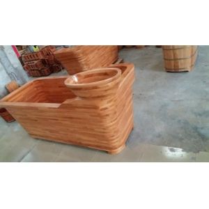 wooden bathtub, bath tub