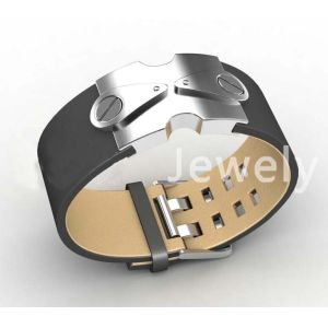 Quality Top Quality Europe Fashion Stainless Steel Genuine Leather Silicone Bangle Bracelet ADB250 for sale