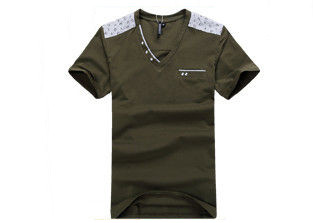 Summer V-neck Men's Printed T - Shirt Cotton Short Sleeve Business Outdoor