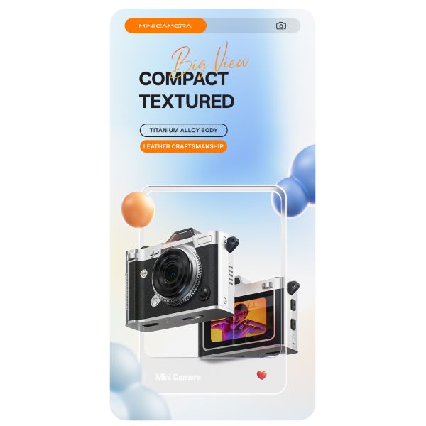 2.7k Video Recording Portable Vintage Mini Digital Camera Keychain