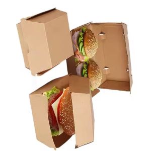 Customized Burger Packaging Box Biodegradable Paper Cardboard Takeaway Food