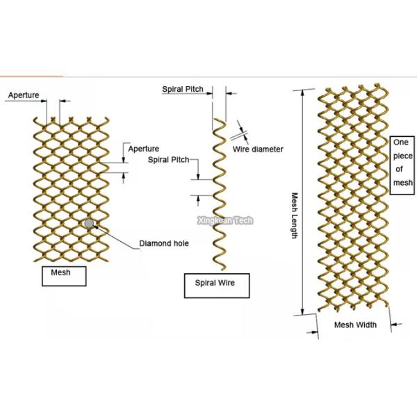 Colorful Decorative Mesh Curtain , Metal Coil Drapery 4mm 6mm 8mm Aperture