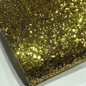 Quality Artificial Leather Fireproof 50m/Roll Chunky Glitter Fabric for sale