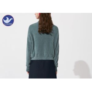 100% Nylon Furry Womens Knit Pullover Sweater Drop Shoulder Jumper