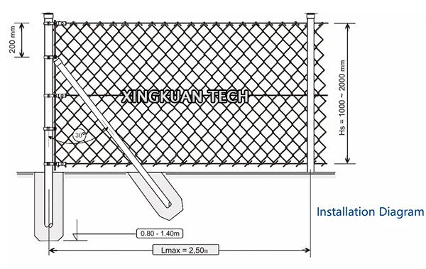 5cm Chain Link Fabric Fencing , Galvanized Steel Wire Mesh Rolls 6cm 8cm