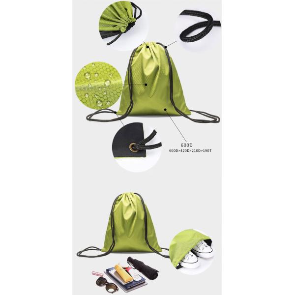 Water Resistant Drawstring Sports Backpack 600d Oxford Cloth Material Various Color