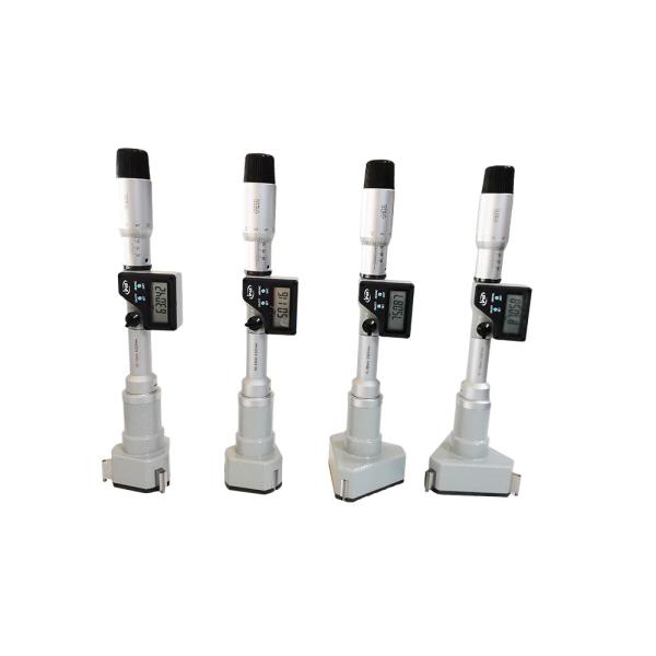 Set of Digital Three-point Bore Gauge with Setting Rings and Extension Rods for