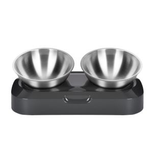 15° Tilted Raised Stainless Steel Indoor Cats Bowls With Stand For Food And