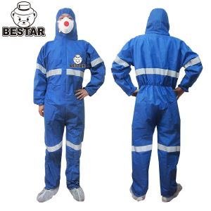 CE Certified Cat III Type 5/6 SMS protective Coverall with reflective tape