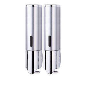 Quality 1400ml Silver Double Wall Mounted Soap Dispenser Tie Rod Design for sale