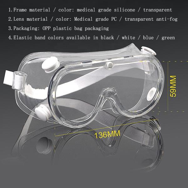 Plastic Disposable Safety Goggles Anti Fog Transparent Side Shield
