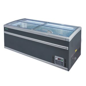 White / Grey Supermarket Island Freezer With Automatic Defrost For Grocery Store
