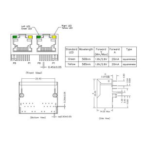 China HR971202A 1X2 Port Tab Up RJ45 Connector With LEDs For 10/100 Base - TX Application on sale