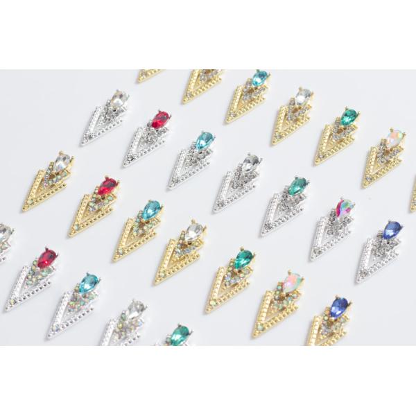 Luxury 3D Art Decorations 5PCS/Bag Golden Alloy Rhinestone Nail Charms AB Diamond Triangle