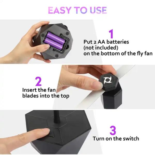 JZ Rechargeable Battery Inside Kitchen Pest Control Fly Killer UV Rechargeable Repellent Fly Catcher Fan for Outdoor Camping