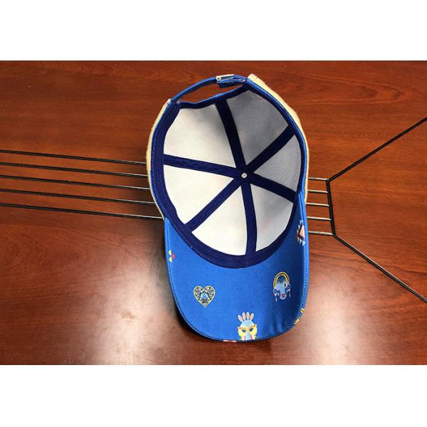 Durable 100% Polyester Printed Baseball Caps 6 panel With Woven Band