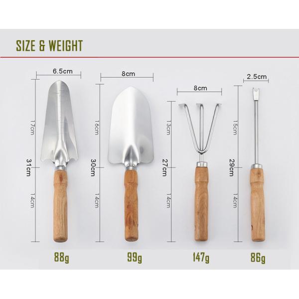 4 Piece Stainless Steel Garden Hand Tools Kit With Wooden Handle