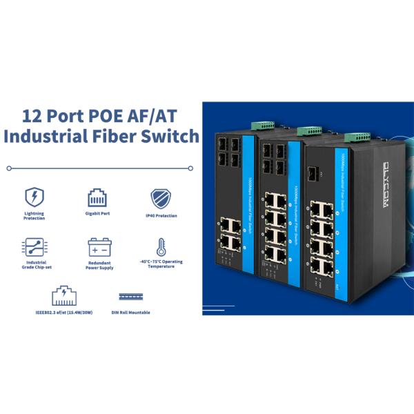 8 port gigabit poe switch industrial ethernet switch 4SFP+8RJ45 DC48V Dual power input