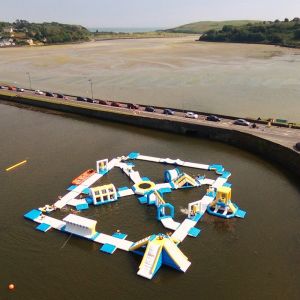 China Bouncia Inflatable Water Park Trampoline 40m Wide EN ISO25649 Approved on sale