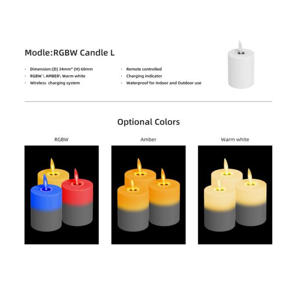 Phone Control Battery Operated Flameless LED Candle Light, Swing Flickering Ambiance Light