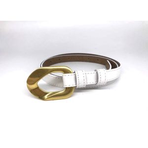 White 18mm Womens Fashion Leather Belts Alloy Buckle