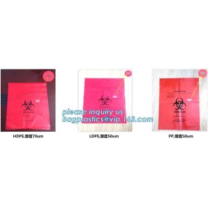 Biohazard Bag Linear Low Density, Red Isolation Infectious Waste Bag, Zip