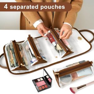 DuPont Travel Folding Storage Cosmetic Bag, pu lether Travel Makeup Organizer