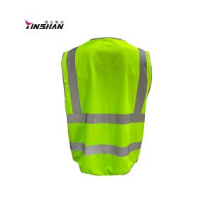Workers' High Visibility Fluorescent Yellow Reflective Running Vest with Pockets