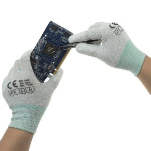 Nylon 40D Carbon Yarn 240D PU Fingertips ESD Gloves