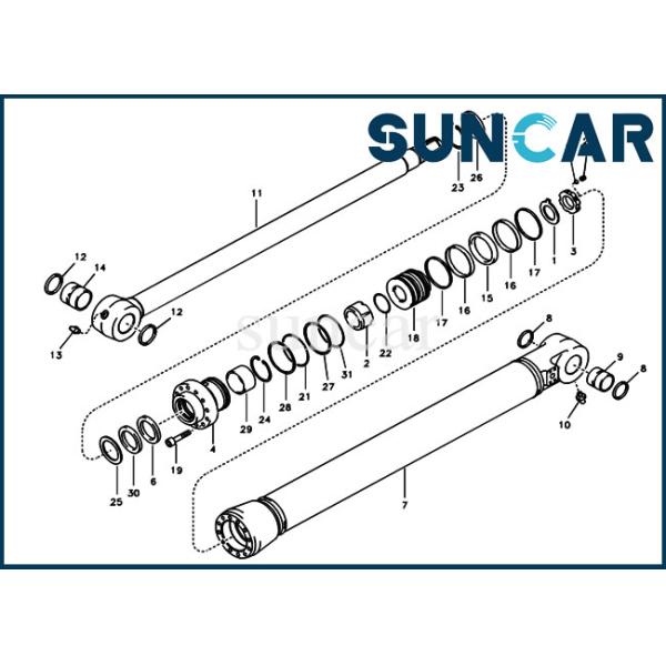 VOE14589156 SUNCARVO.L.VO Bucket Seal Repair Kit EC135B EW145B VOE 14589156 Cylinder Replacement Seal Kit