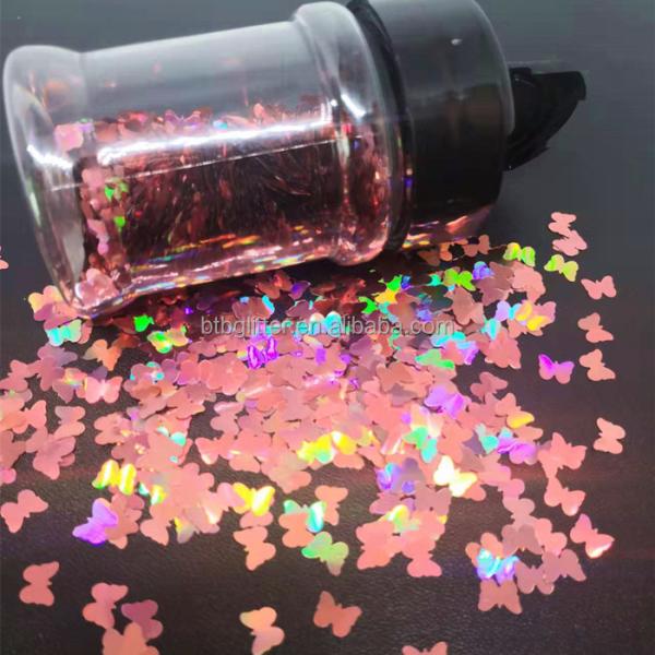 Rainbow Glitter Clutches Shaped Rainbow Polyester Sequin Material Shaped Flying Butterfly for Nail Art Body Face Craft