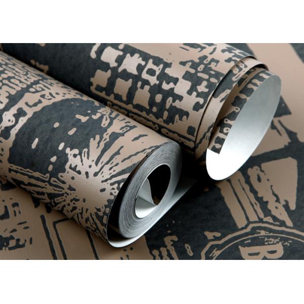 Vintage Style Modern Lounge Wallpaper 0.53*10M , Sitting Room Wallpaper With English Letters