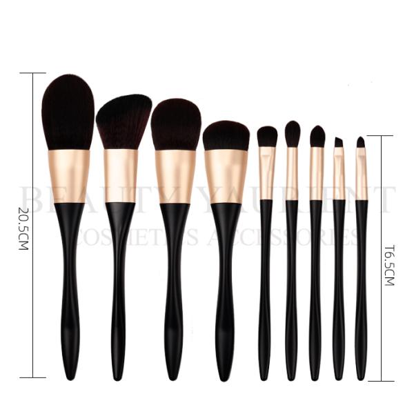 ISO14000 Full Face Makeup Brush Set With Matte Gold Color Aluminum Ferrule