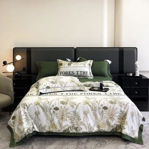 European Skin-Friendly Printing Summer Quilt Set of Four in Smooth Ice Silk Gift