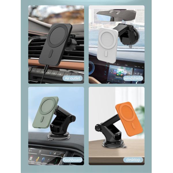 FCC Magnetic Wireless Car Charger , 15w Air Vent Car Mount Phone Holder