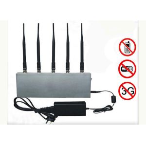Quality 6W Wifi + 2G + 3G Cell Phone Signal Jammer With 5 Antennas for sale