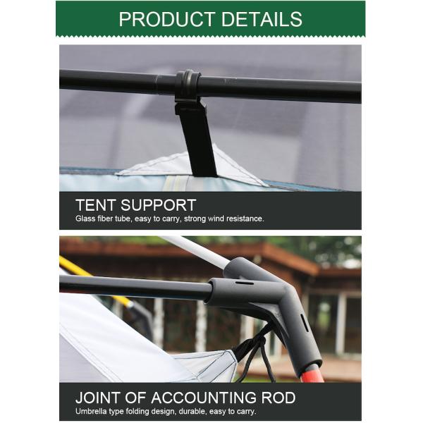 Waterproof Automatic Family Camping Tent 190T Polyester PU3000MM Green