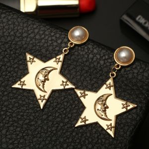 Personality Exaggerated Star Moon Pearl Stud Earring For Woman