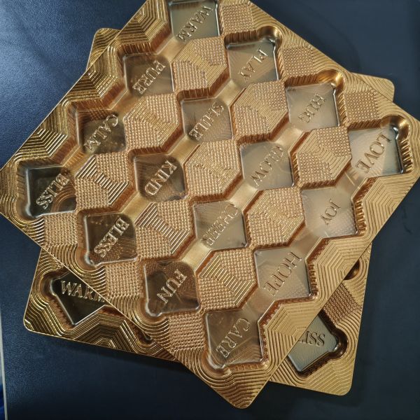 Buy Customized disposable gold 16 compartment PET chocolate container with logo at wholesale prices