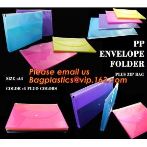 Quality pp envelope pocket folder custom cute printed a4 plastic document carrying file folder bag for sale