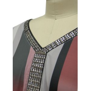 Women'S V Neck Long Sleeve T Shirts , Womens Baggy T Shirts Shiny Beaded