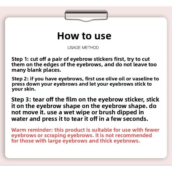 Custom 6D Waterproof Immerse-in-Water Embroidery Temporary Fashionable Natural Simulation Eyebrow Tattoo Stickers Paper for Face