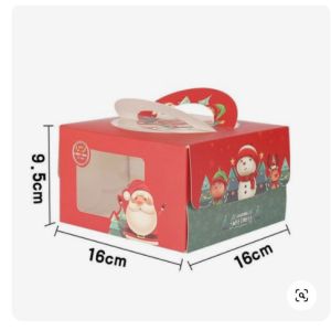 ISO9001 Offset Printing Transparent Window Christmas Cake Box With Handle