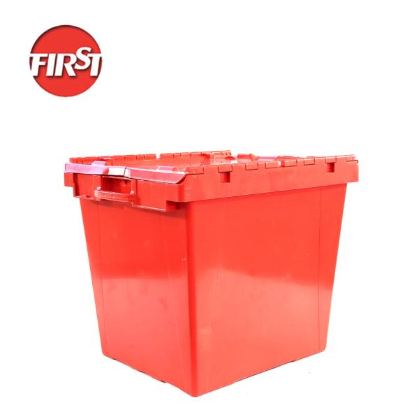 Conveniently Sized Custom Plastic Moving Boxes with Attached Lid and Nestable