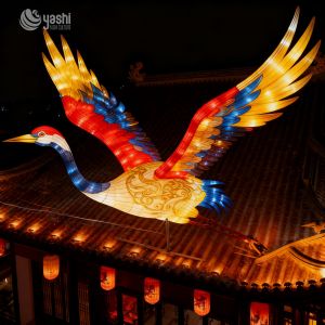 Chinese Style Auspicious Crane Lantern - Traditional Craft Illuminated Lantern -