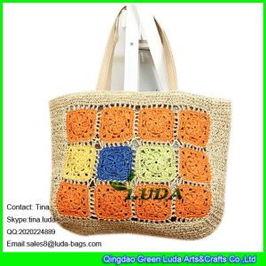 Quality LUDA 2016 new designer beach bag colored paper straw crochet tote beach bags for sale